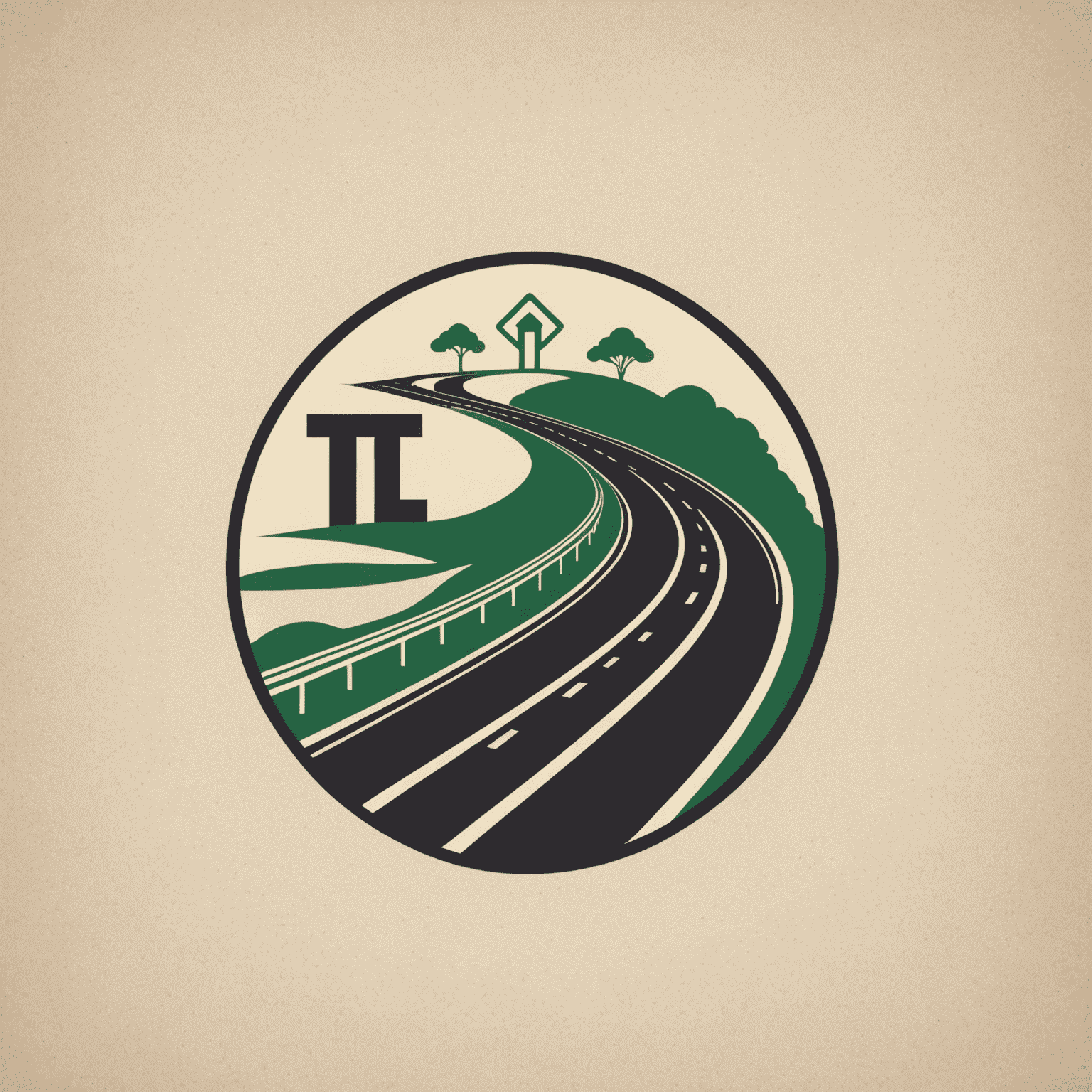 Vignette-de Logo mit stilisierter Autobahn und Mautsymbol