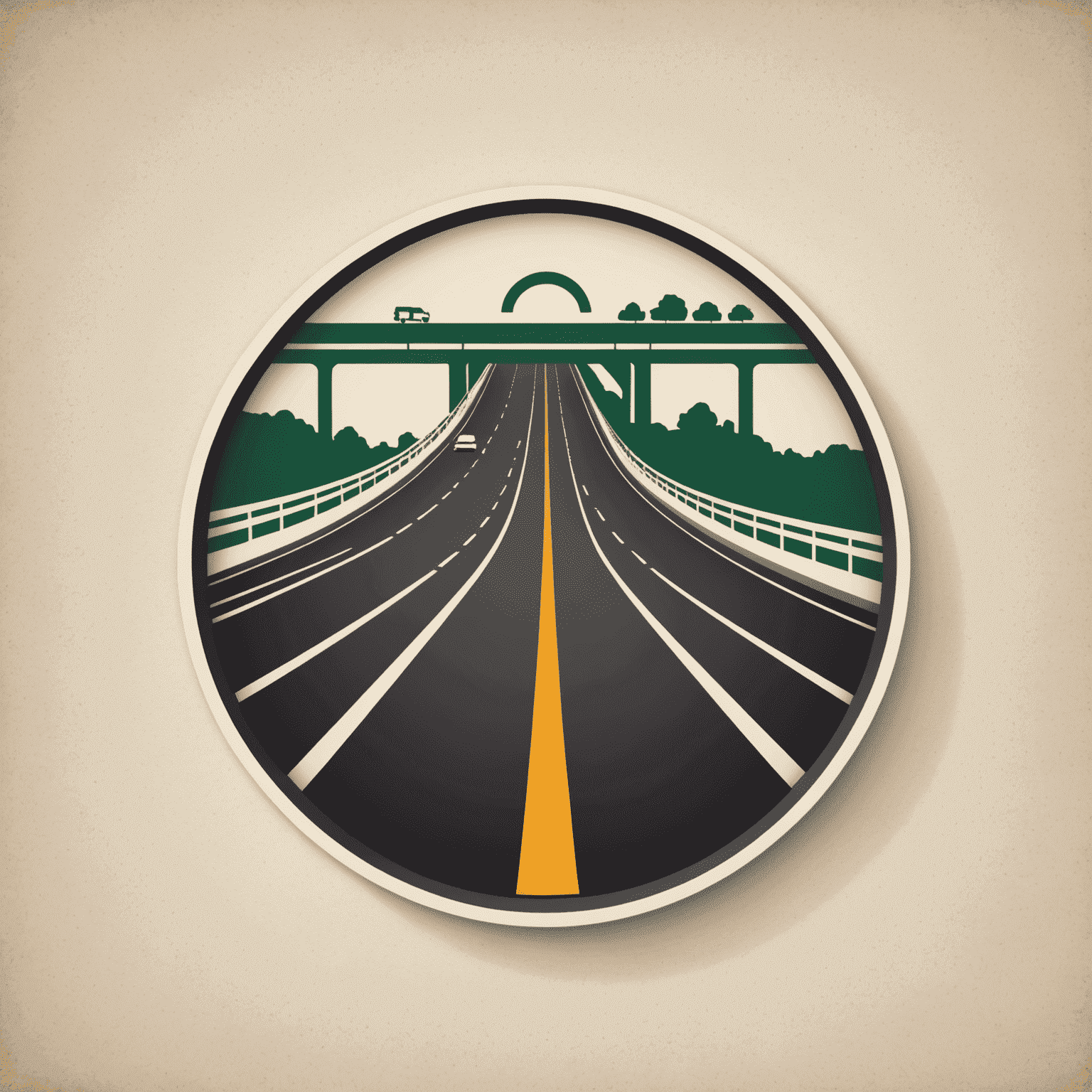 Vignette-de Logo mit stilisierter Autobahn und Mautsymbol