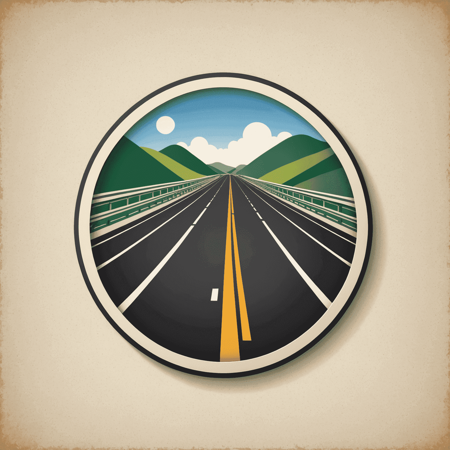 Vignette-de Logo mit stilisierter Autobahn und Mautsymbol