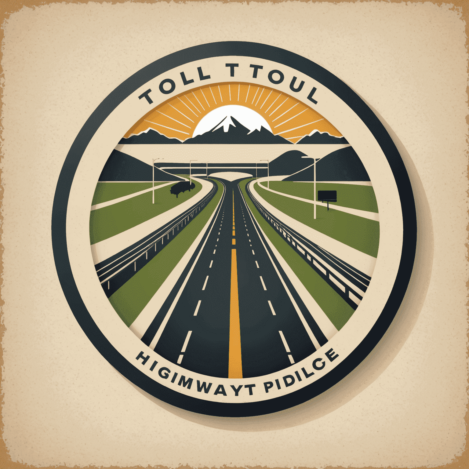 Vignette-de Logo mit stilisierter Autobahn und Mautsymbol