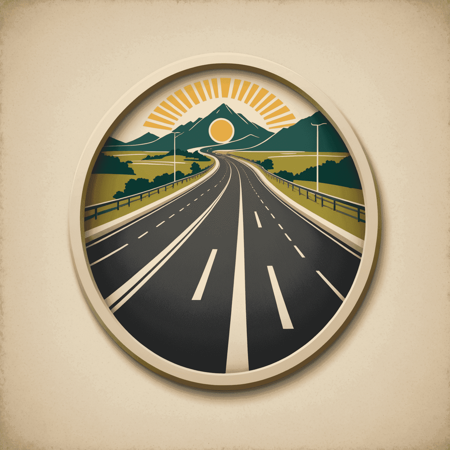 Vignette-de Logo mit stilisierter Autobahn und Mautsymbol