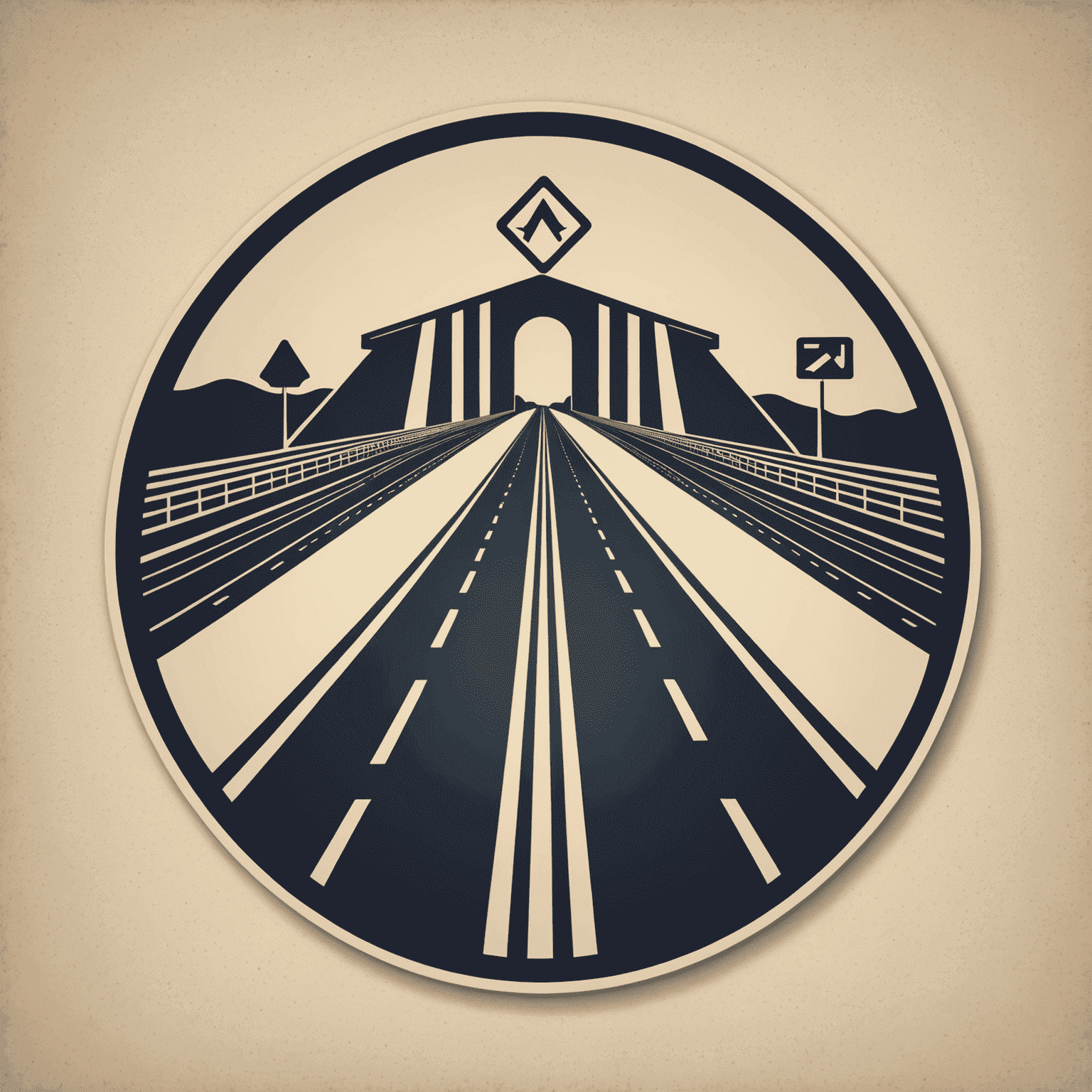 Vignette-de Logo mit stilisierter Autobahn und Mautsymbol