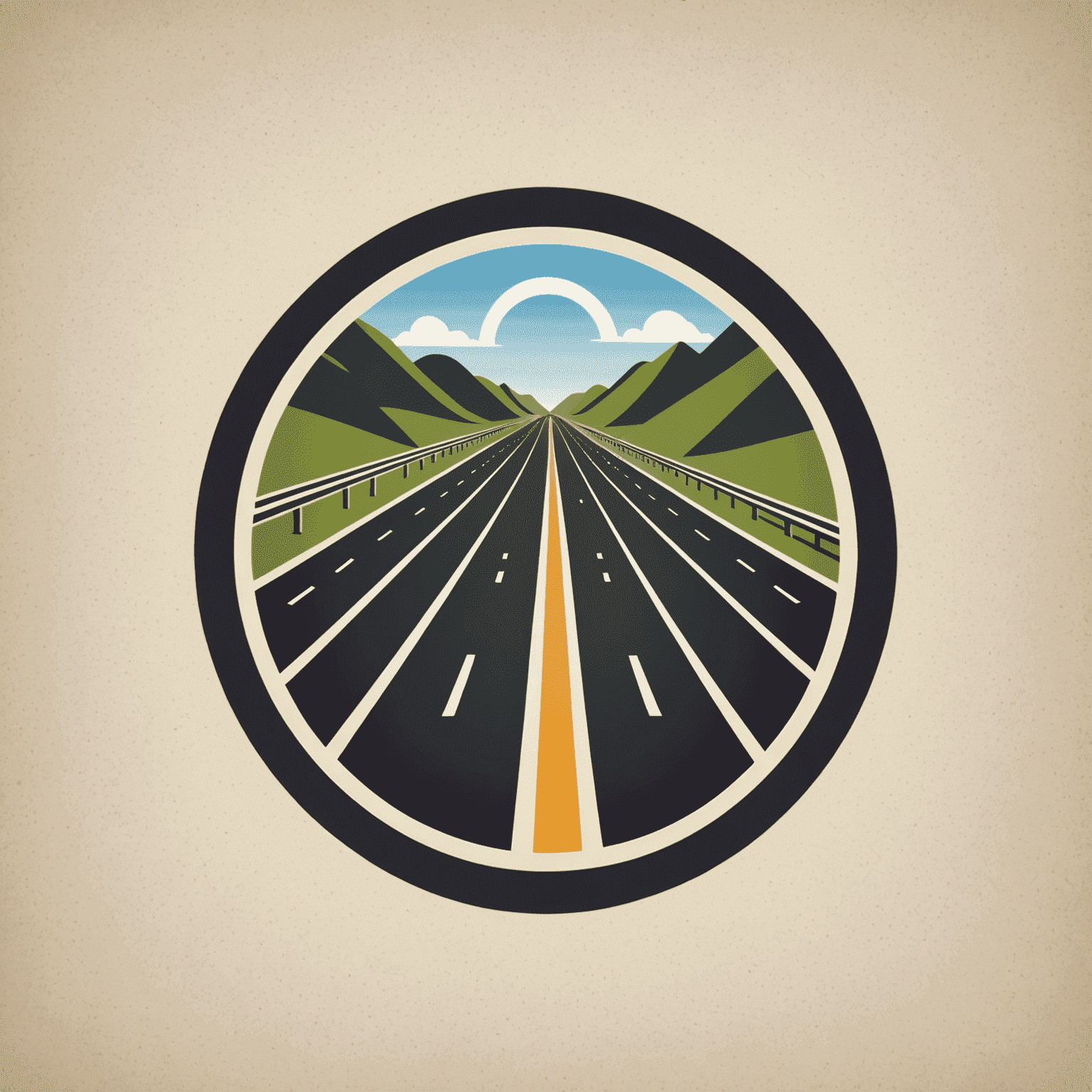 Vignette-de Logo mit stilisierter Autobahn und Mautsymbol